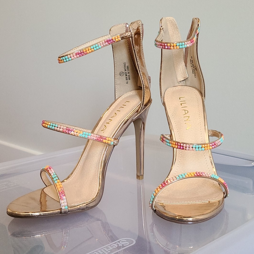 Rose Gold Heeled Sandal size 7.5